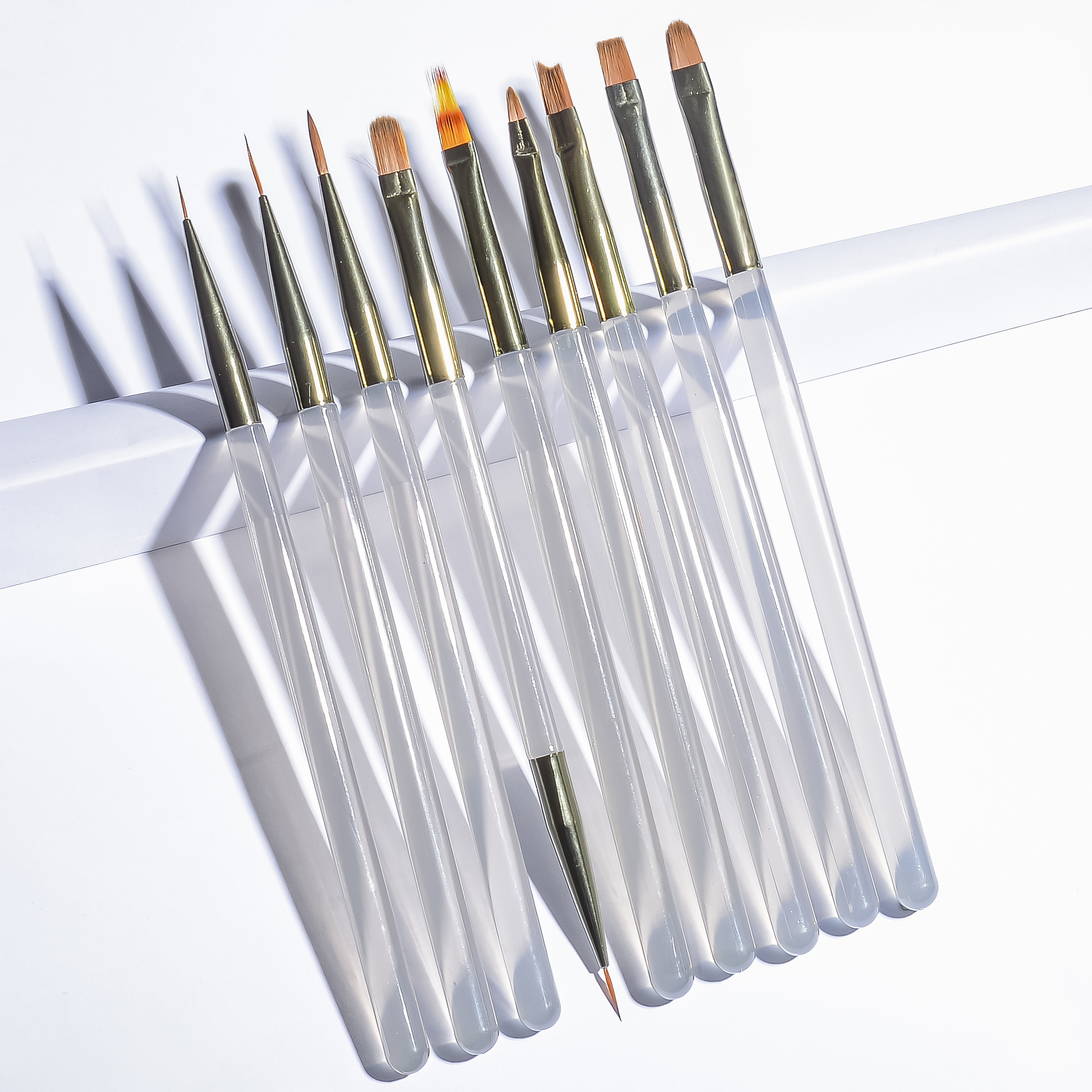Group Head Brush - 9pcs nail art brush set,including string