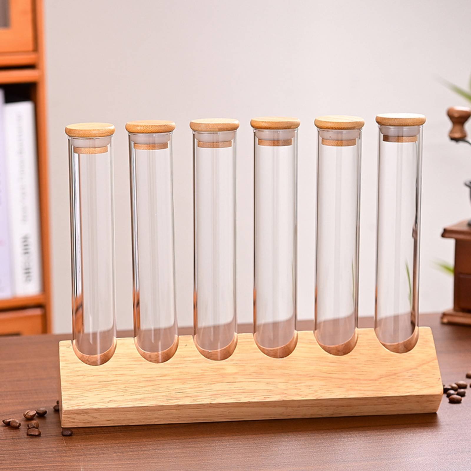 Glass Tube Container Set with  - Coffee Equipment Rack reseña y precio