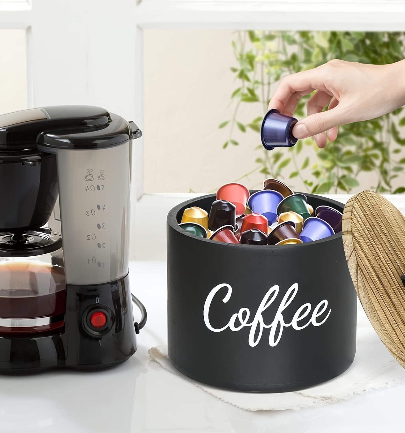 1pc Storage Container, Wooden  - Coffee Equipment Rack reseña y precio