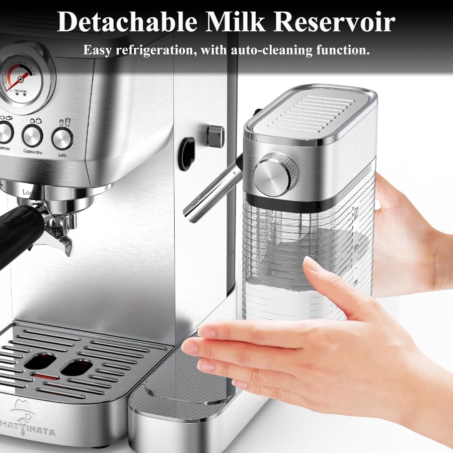 Cappuccino Coffee Machine with - Pressure Gauge Espresso reseña y precio