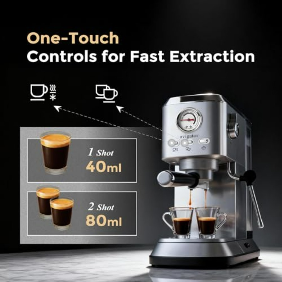 Espresso Coffee Machine 20 Bar - Pressure Gauge Espresso reseña y precio
