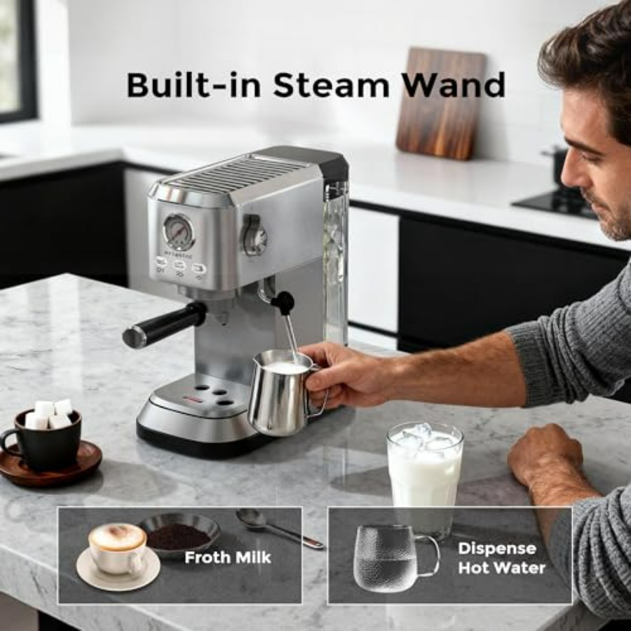 Espresso Coffee Machine 20 Bar - Pressure Gauge Espresso reseña y precio