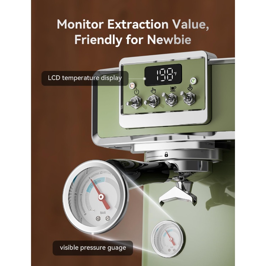 Retro Espresso Machine 58mm Pr - Pressure Gauge Espresso reseña y precio